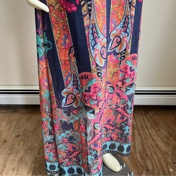 Nwt Sobe Boutique Women’s Halter Sleeveless Boho Maxi Dress Multi Color M - Picture 12 of 16